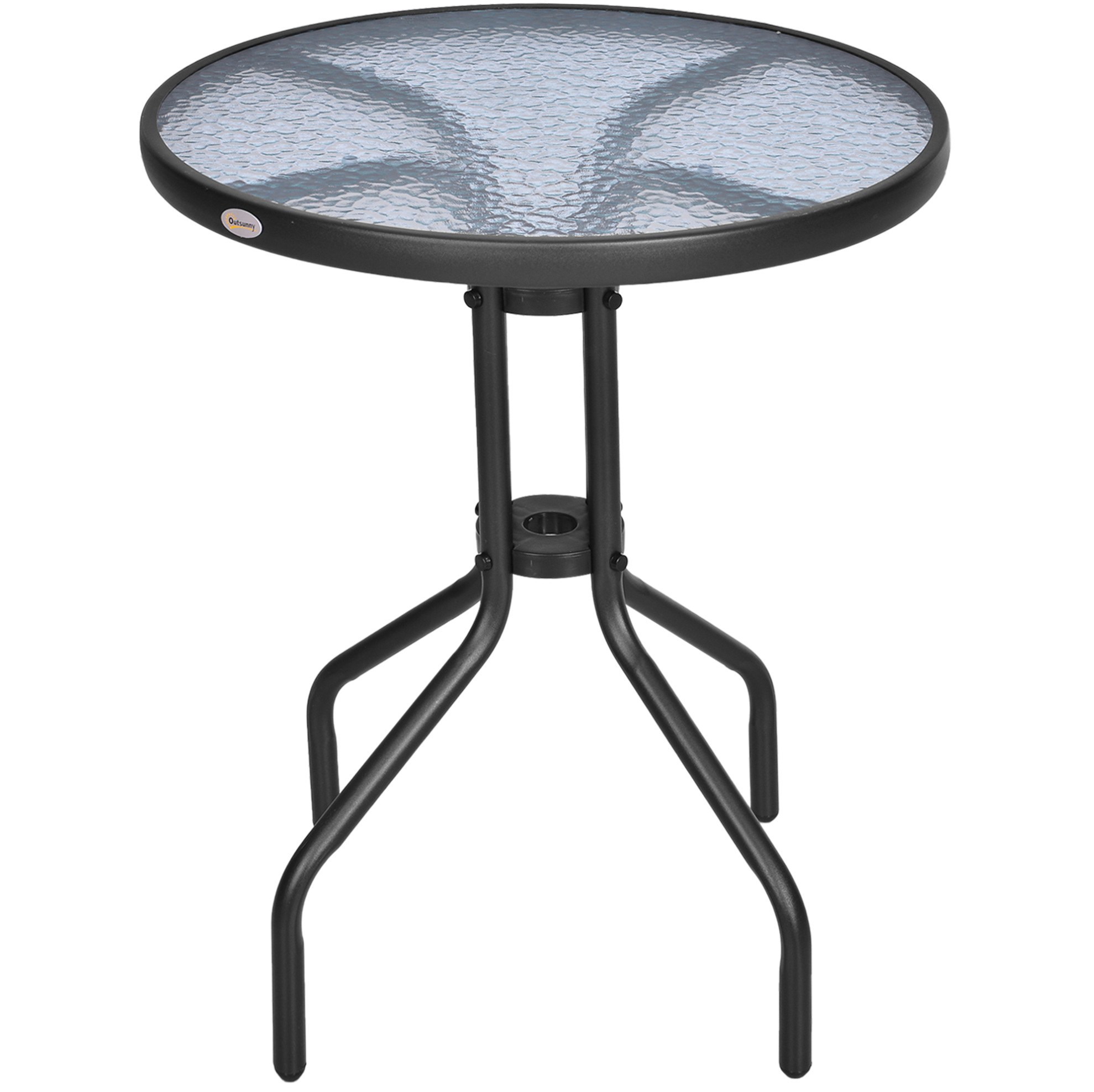 Runder Gartentisch Aus Schwarzem Metall Mit Tischplatte Aus Gehärtetem Glas Ø60 X H70 Cm