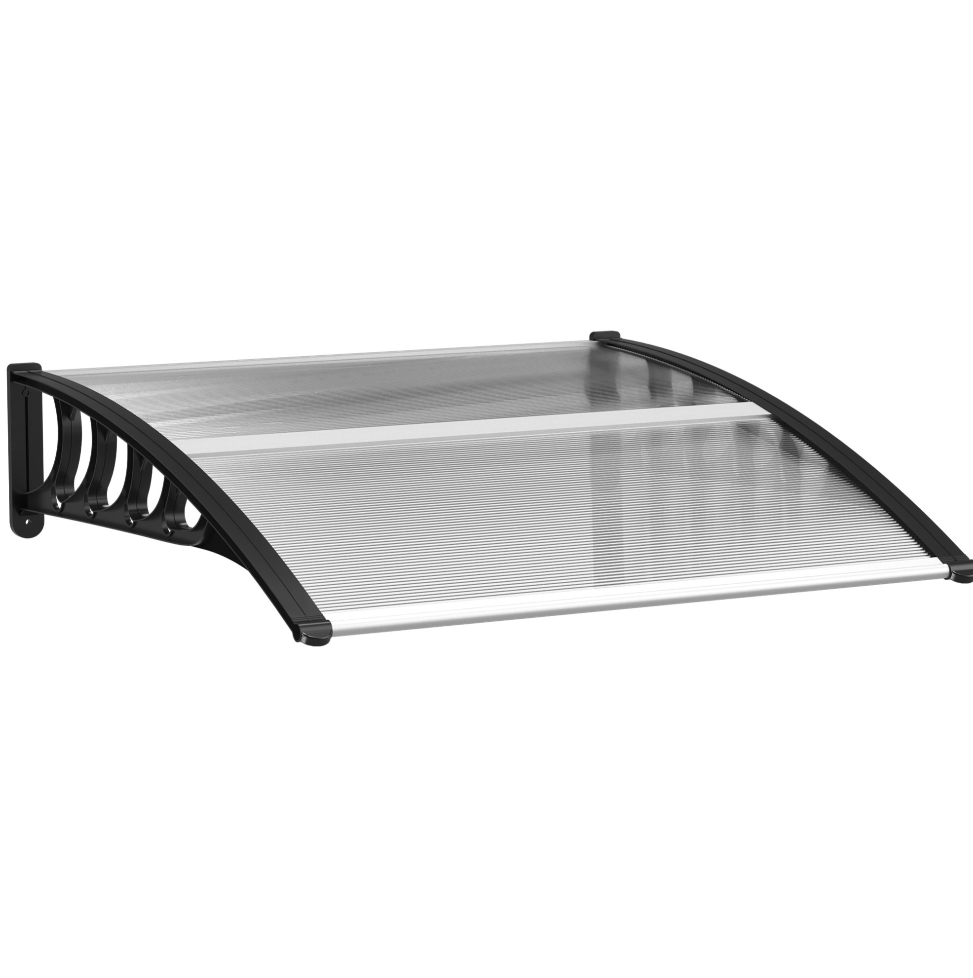 Eingangsvordach 103 X 96,5 X 27 Cm Aus Schwarzem Aluminium Und Transparentem Polycarbonat