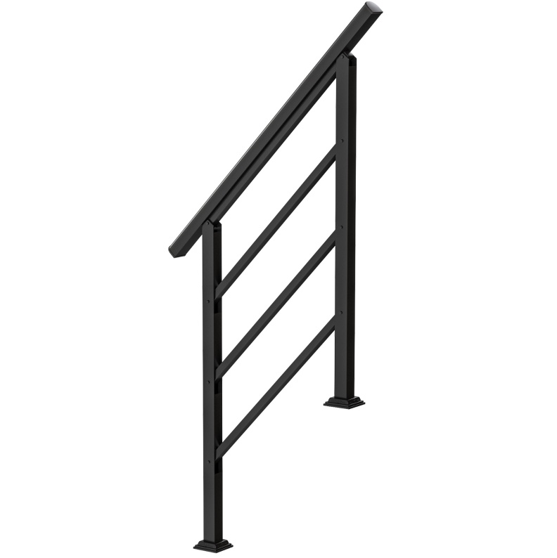 Treppengeländer Für 1-3 Stufen 94 Cm Aus Schwarzem Metall, Verstellbar