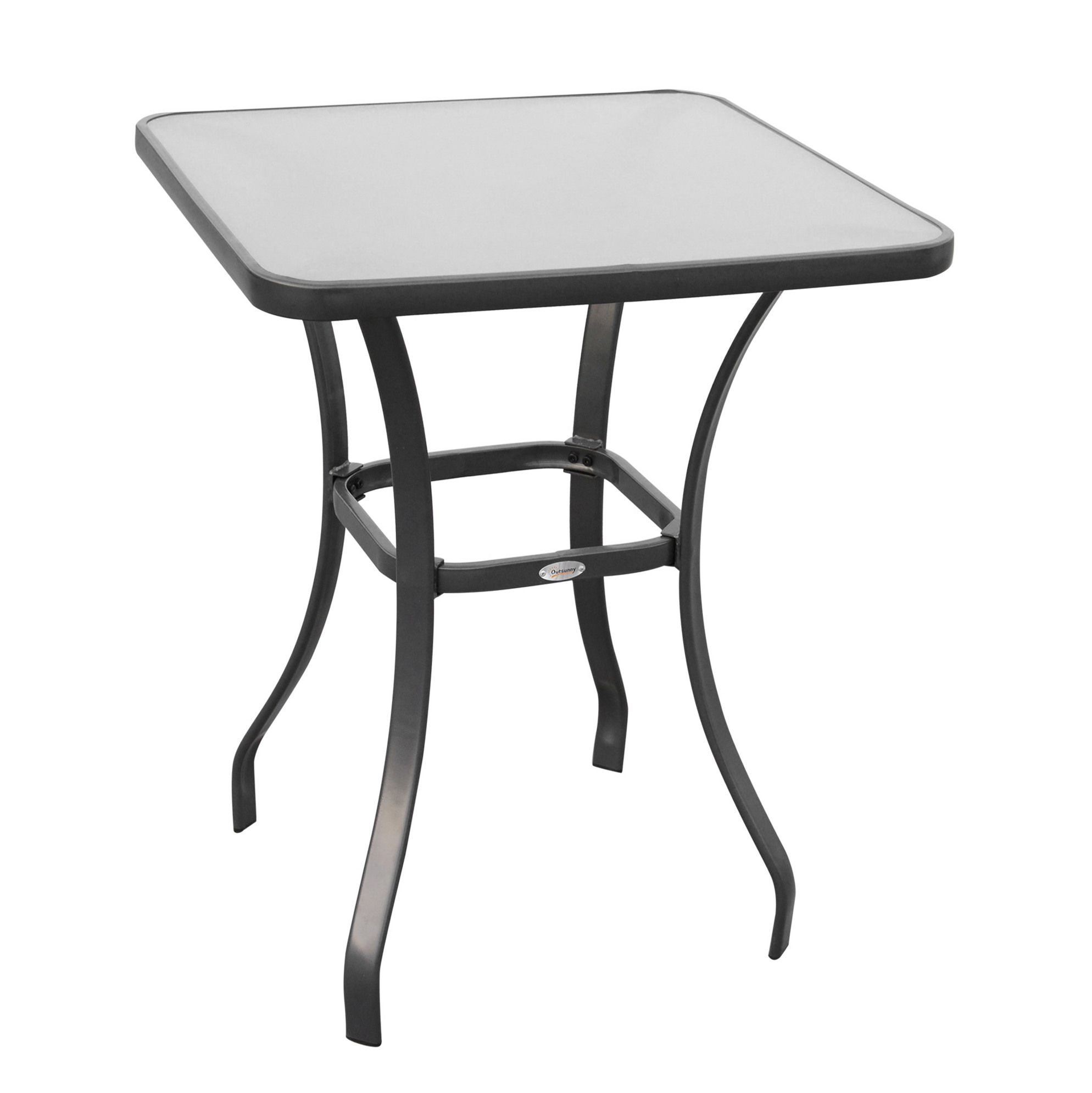 Quadratischer Gartentisch Aus Gehärtetem Glas, Schwarz, 68,5 X 68,5 Cm