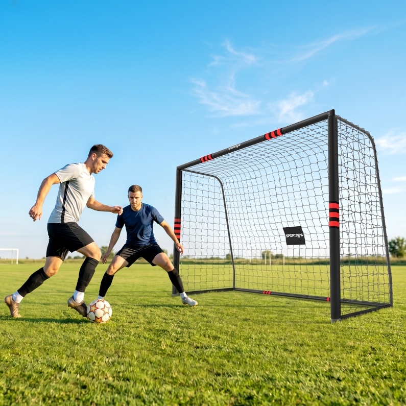 Fußballtor Für Den Garten 300 X 200 Cm Mit Netz, Polsterung Und Heringen, Metall