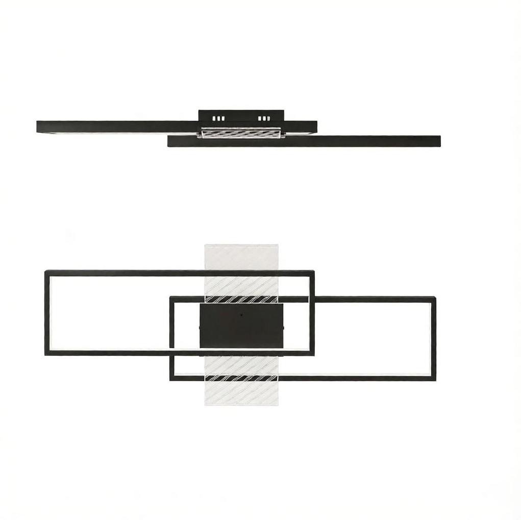 Led-deckenleuchte Rechteckig 43w 70x30 Cm 3000-6000k 4600 Lm Schwarz Mit Fernbedienung