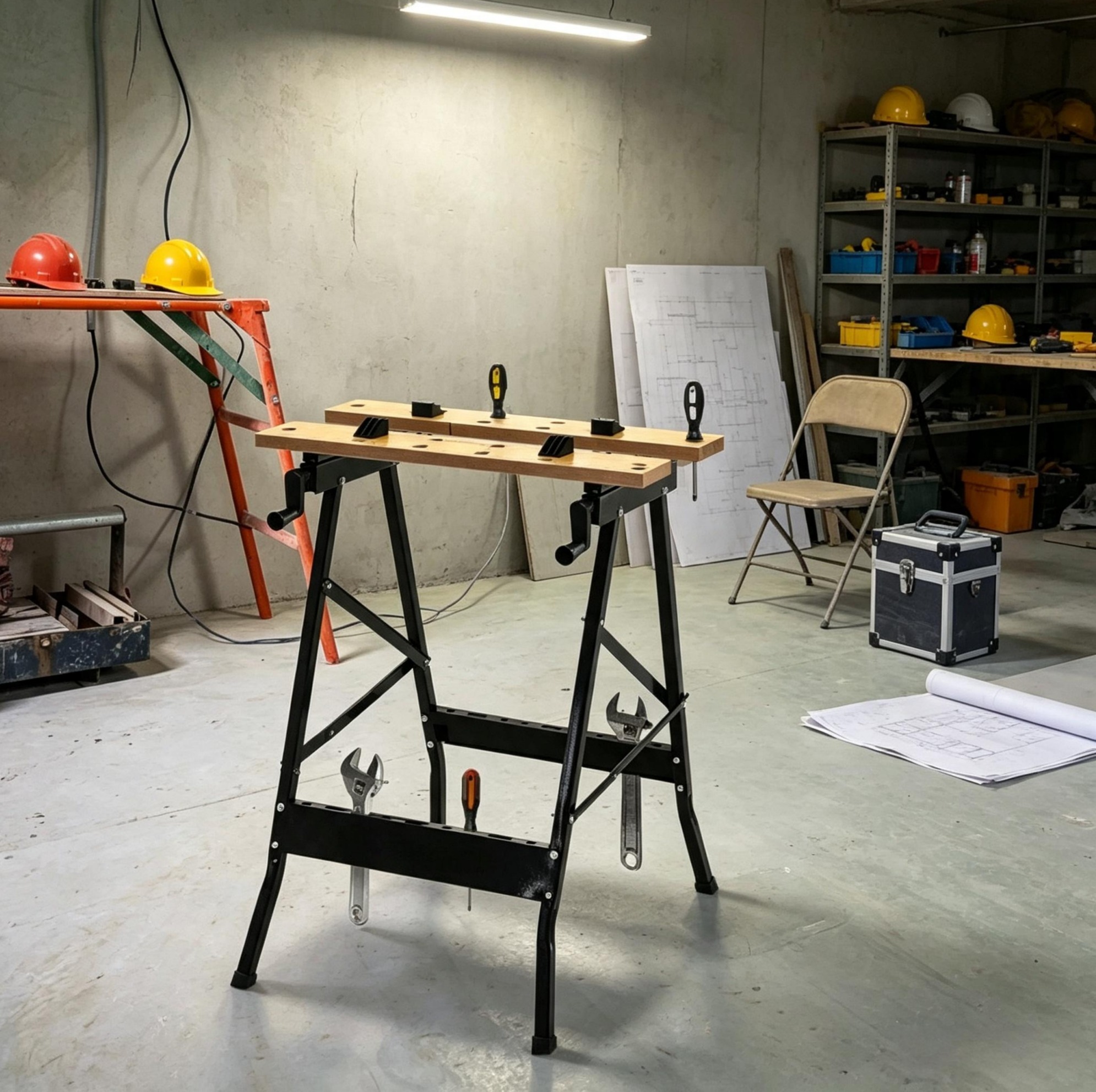 Multifunktionale Klappbare Werkbank Aus Metall Und Mdf 62,5 X 60,5 X 78,5 Cm Modenuit