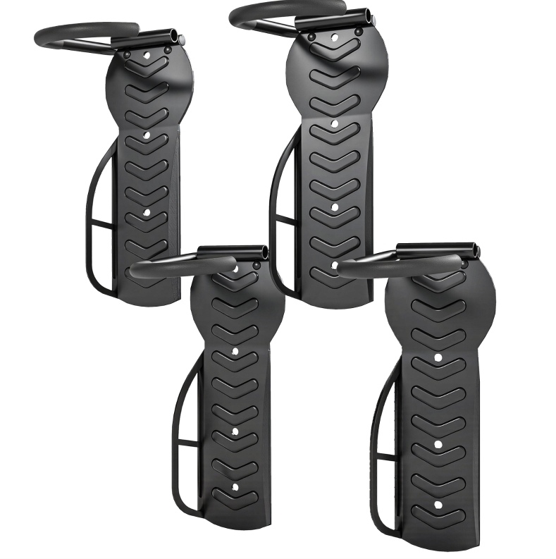 Set Mit 4 Klappbaren Fahrrad-wandhaltern Aus Schwarzem Metall, Je 30 Kg Tragkraft