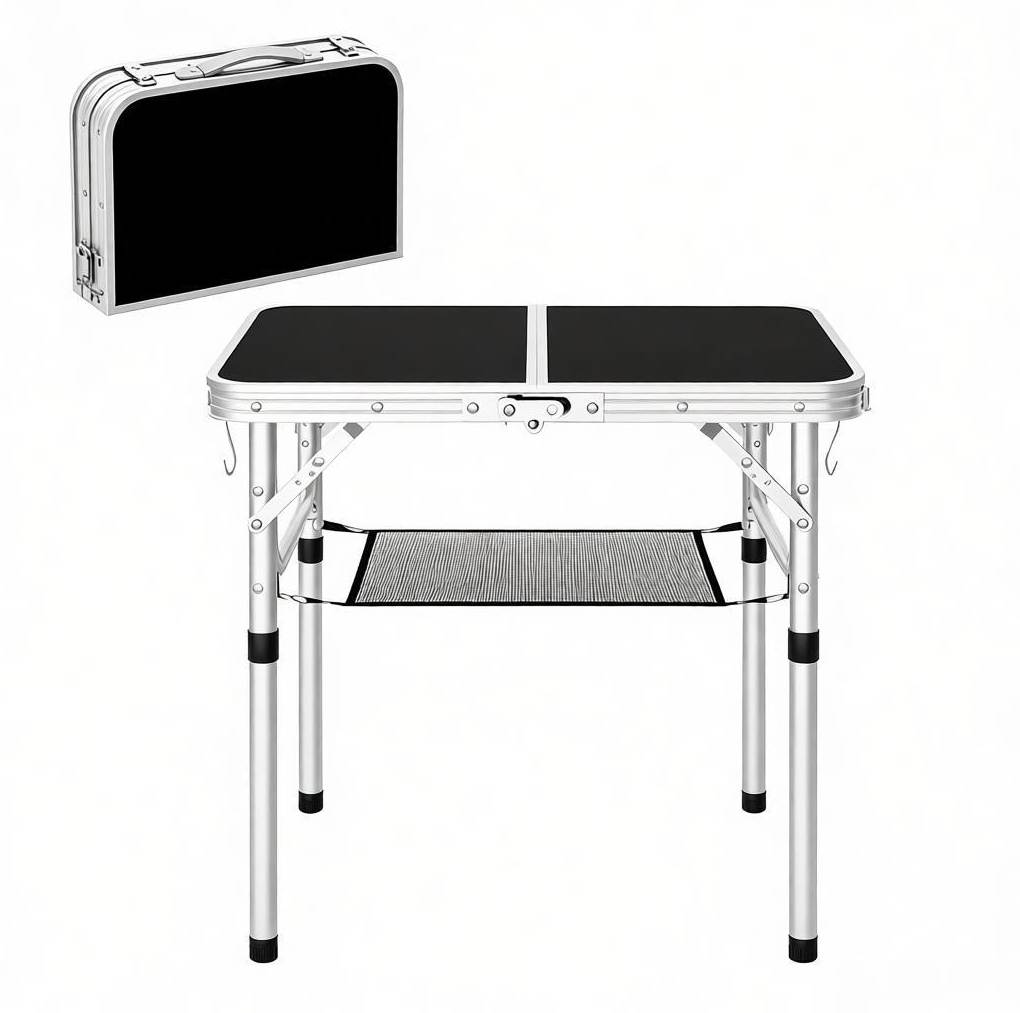 Multifunktionaler Klappbarer Campingtisch, Höhenverstellbar 60x40 Cm, Schwarz