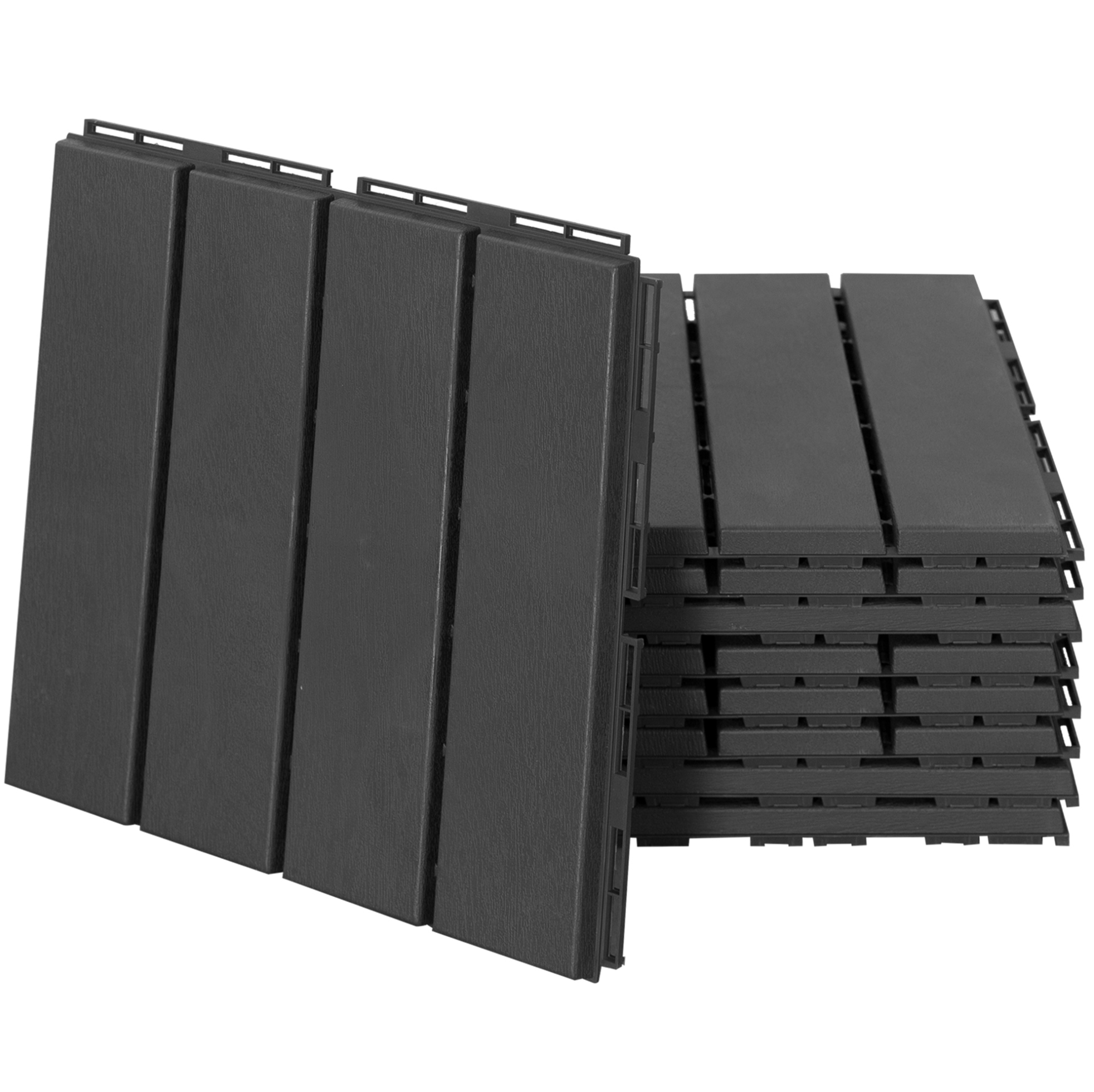 9er Steckfliesen-set Für Terrasse Und Balkon, Polypropylen, Schwarz, 30 X 30 Cm