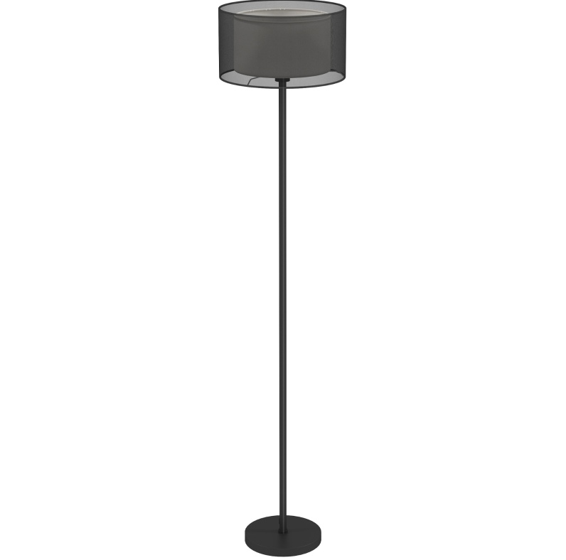 Schwarze Stehlampe Aus Metall Mit Stoffschirm E27, 152,5 Cm