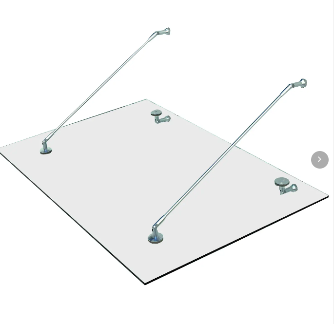 Vordach Aus Gehärtetem Glas 150 X 90 Cm Mit Halterungen Aus Edelstahl 304, Transparent