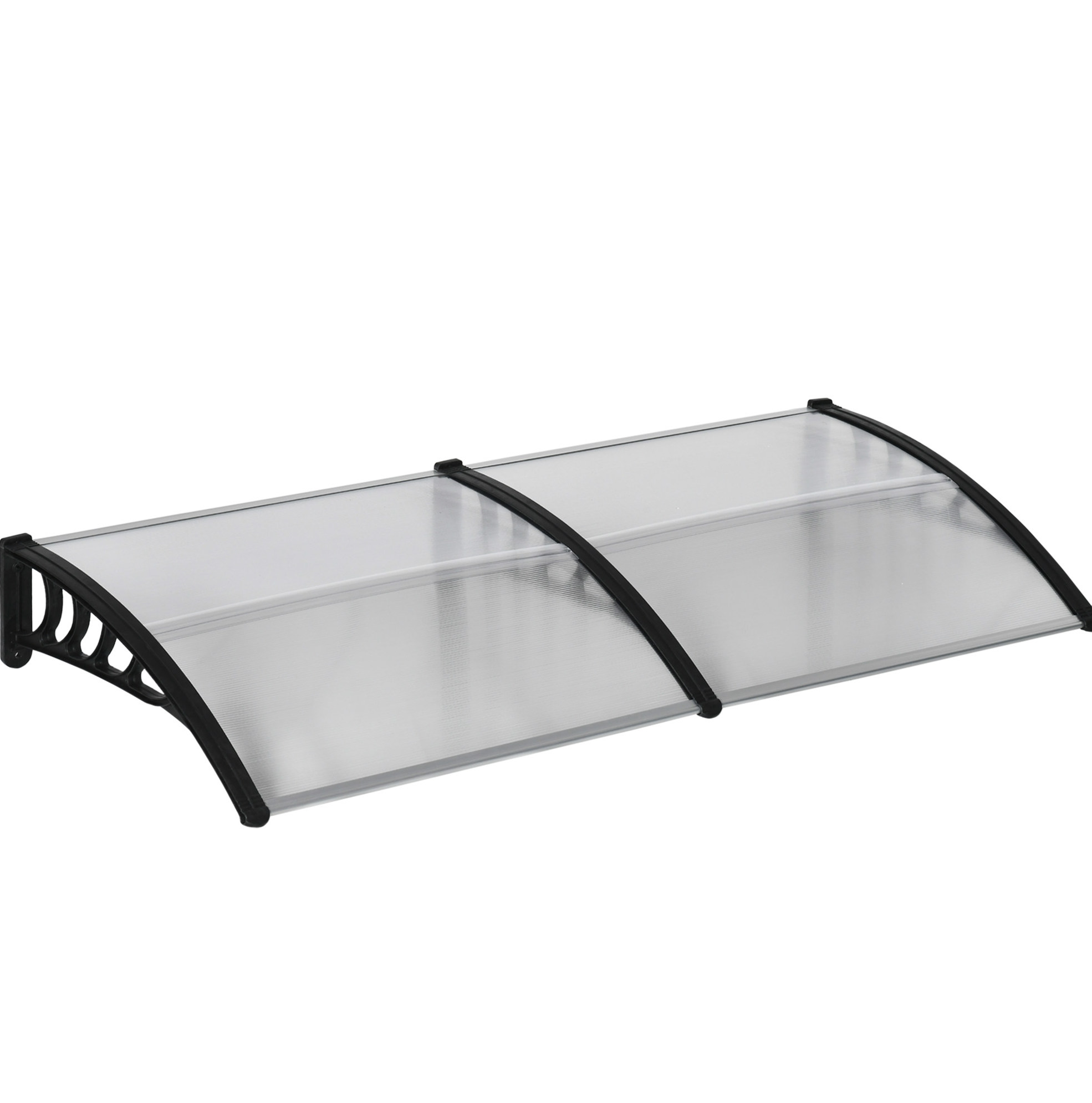 Vordach Für Eingangstür 200 X 96 X 27 Cm Aus Transparentem Polycarbonat Und Schwarzem Aluminium