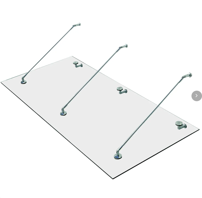 Vordach Aus Gehärtetem Glas Mit Halterungen Aus Edelstahl 304, Transparent 200x90 Cm