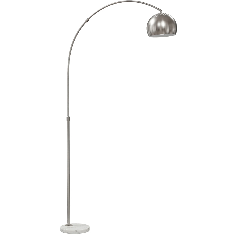 Bogen-stehlampe 167 Cm Silber Mit Marmorsockel