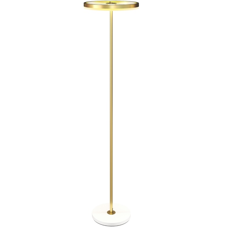 Led-stehlampe Dimmbar, 3 Helligkeitsstufen, Fußschalter, Metall Und Acryl, Gold