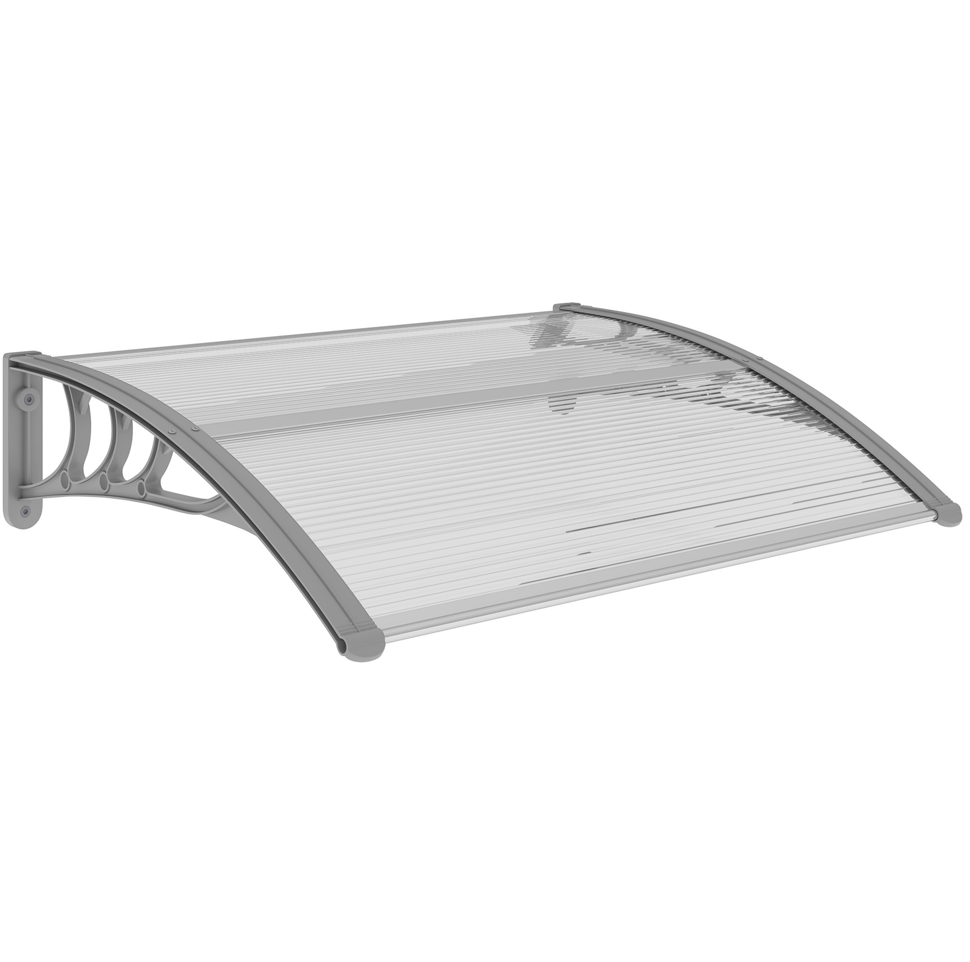 Eingangsvordach 100 X 75 Cm Aus Aluminium Und Polycarbonat, Silber, Uv-schutz