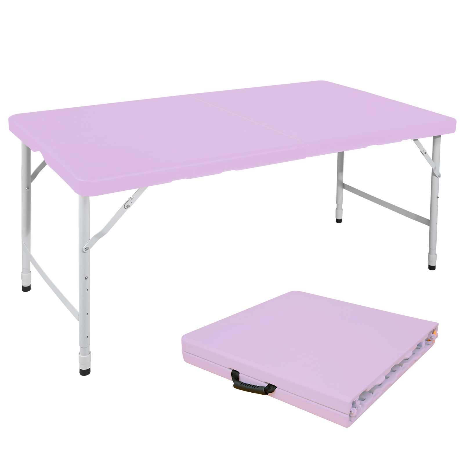 Tragbarer Klapptisch Für Den Außenbereich 125 Cm, Höhenverstellbar Mit Griff, Violett Modenuit