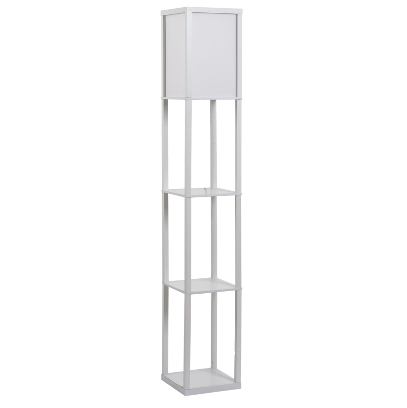 Standlampe Mit Regal Aus Weißem Holz 26 X 26 X 160 Cm Modenuit