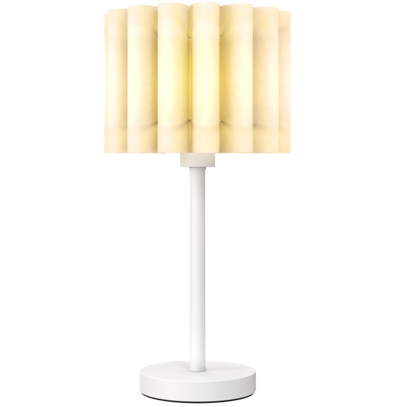 Tischlampe Mit Gewelltem Lampenschirm E27 Mit Schalter, Weiß, Modenuit