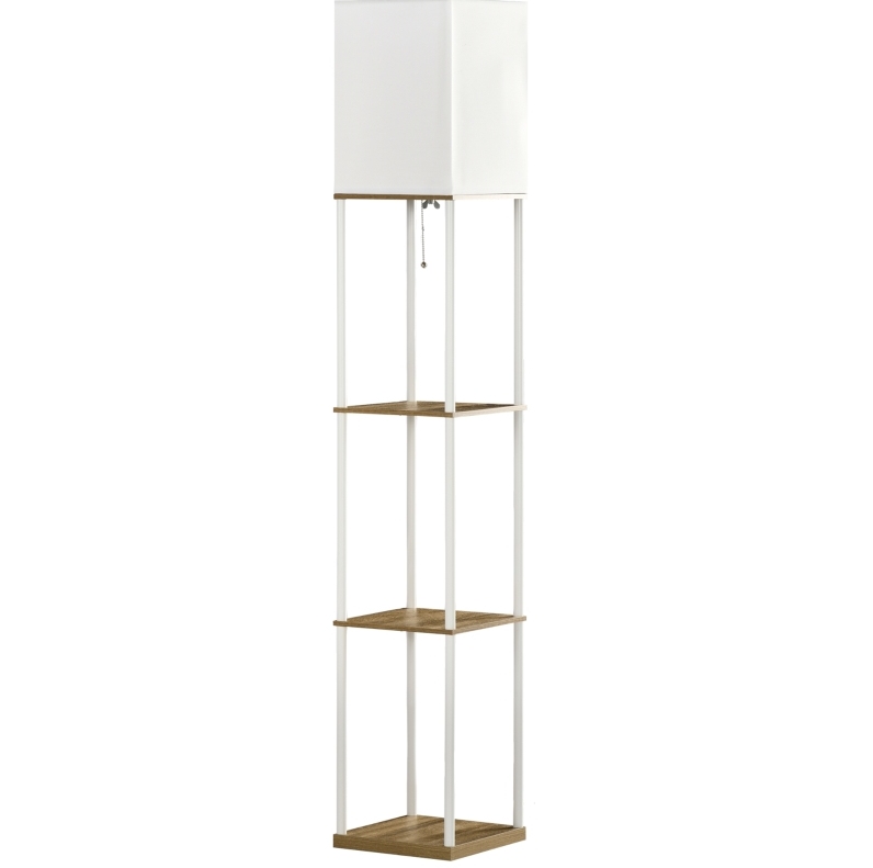 Stehlampe Mit Regalen 26 X 26 X 159 Cm Weiß Und Braun