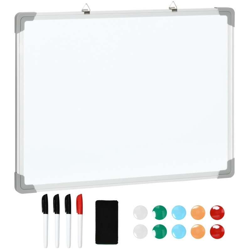 Weiße Magnettafel 60 X 45 Cm Aus Aluminium Mit 4 Markern, Radierer Und 10 Magneten