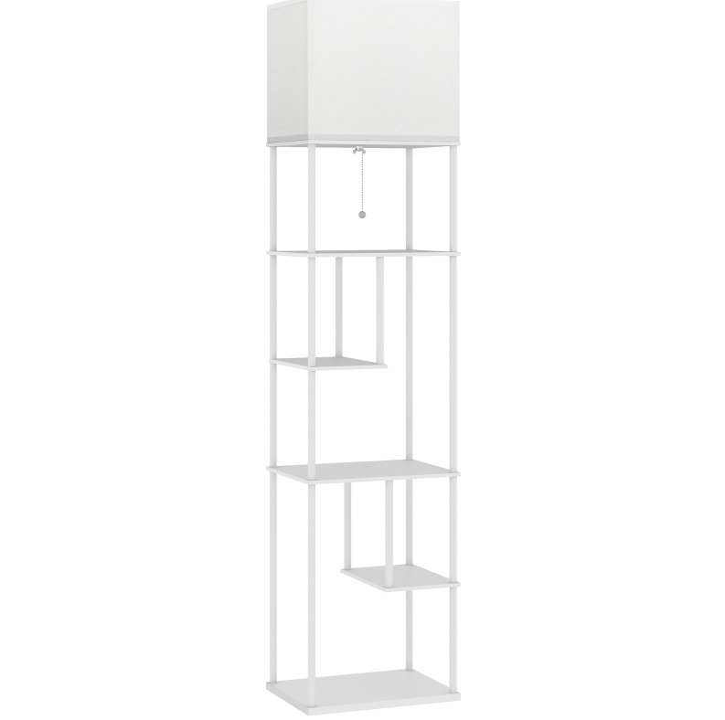 Stehlampe Mit Regalen, Helligkeit Und Farbtemperatur Einstellbar, Weiß, Modenuit