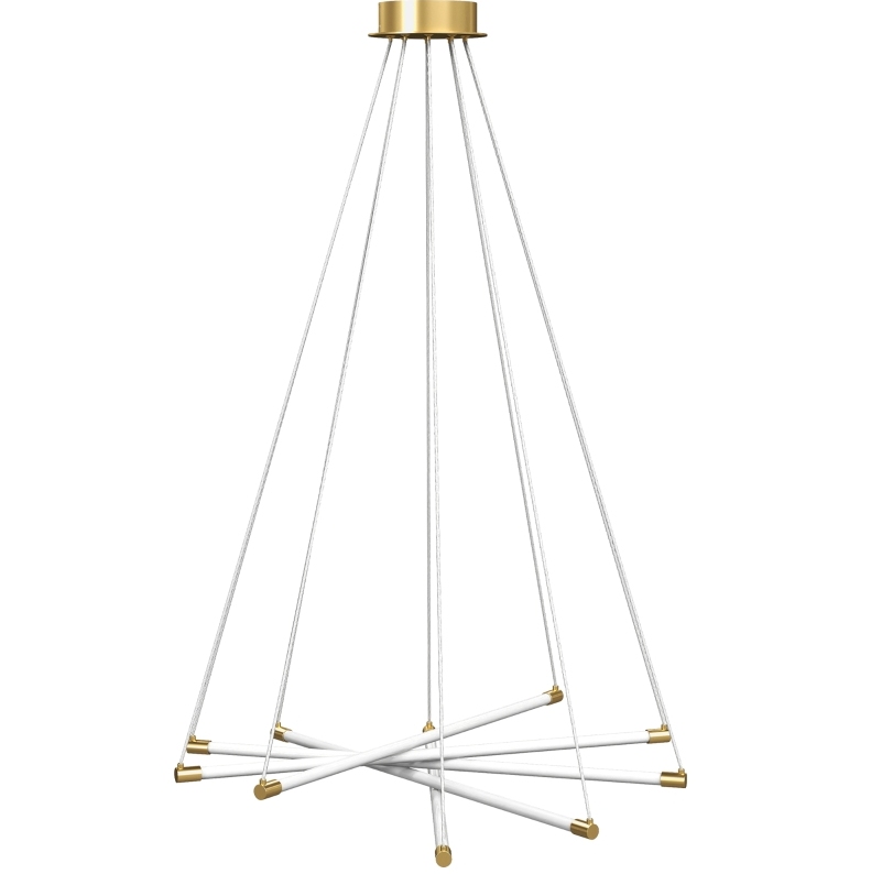 Led-pendelleuchte 50 W, 5 Verstellbare Arme, Metall Gold Und Weiß, Modenuit