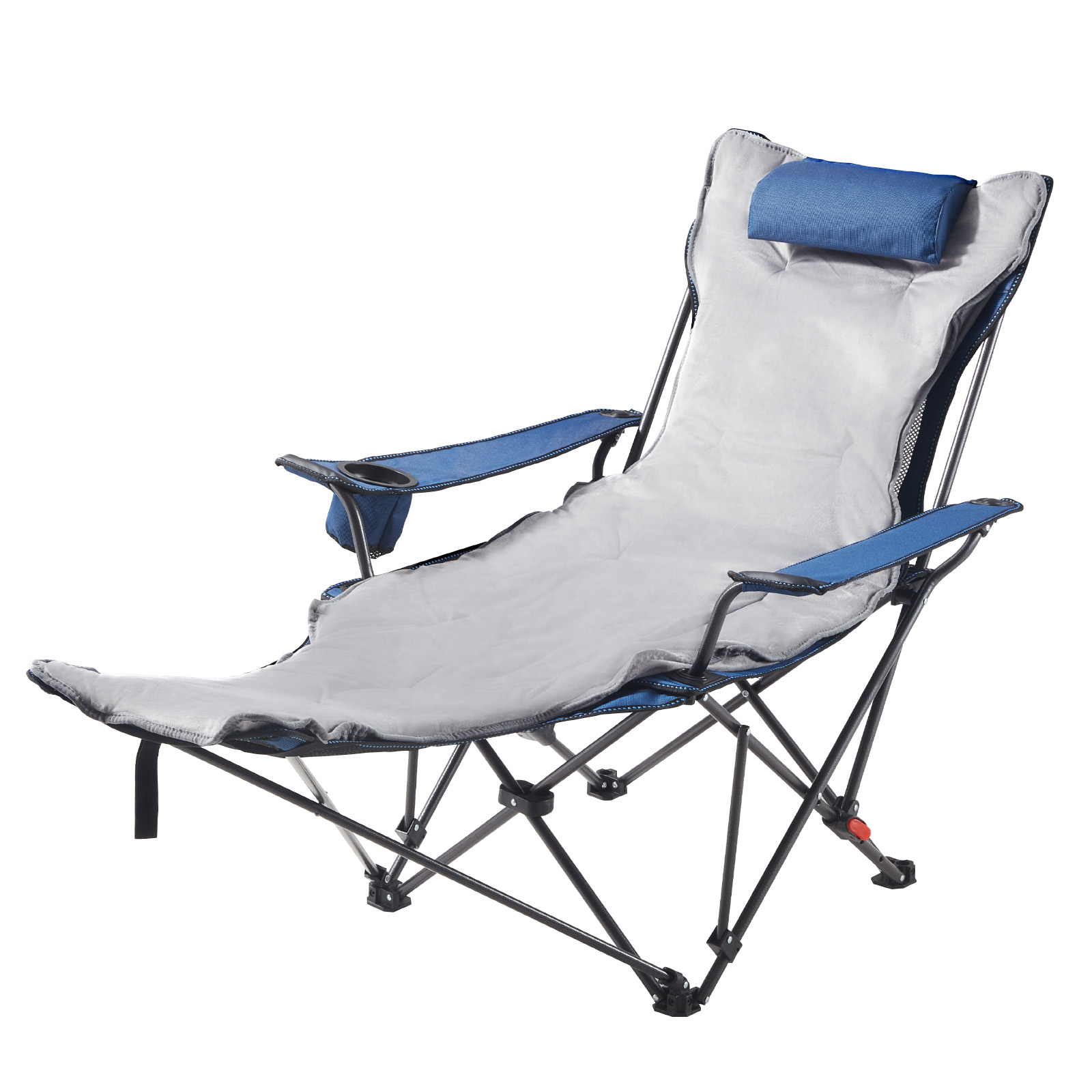 Mophorn Faltbarer Campingstuhl Mit 4 Einstellbaren Positionen, Relaxsessel Mit Getränkehalter, Strandstuhl Mit Kopf- Und Fußstütze, Belastbar Bis 100 Kg, Ideal Für Outdoor-aktivitäten, Blau