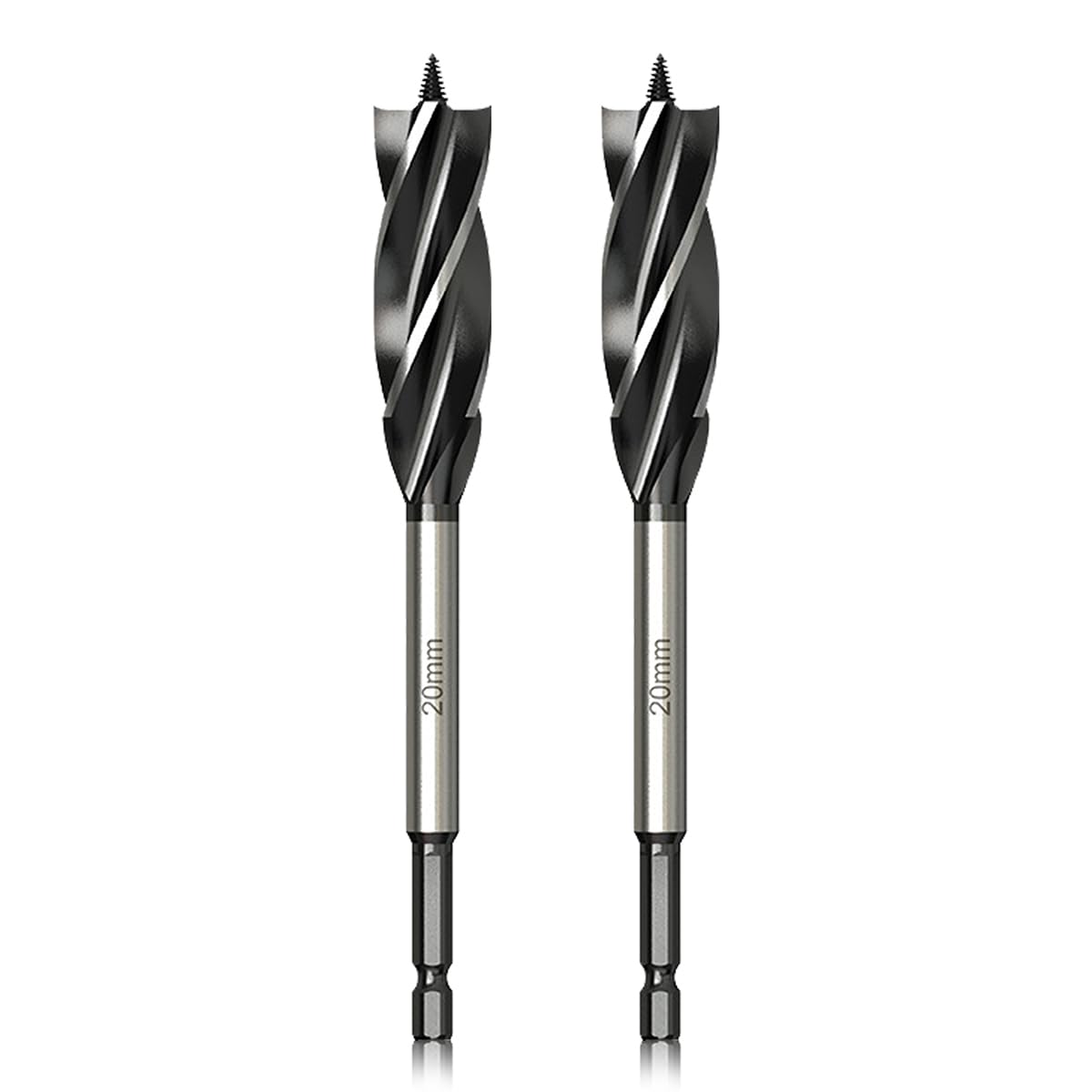 Holzbearbeitungs-bohrerset – 20 Mm X 165 Mm X 2 Stück – Spiralbohrer Mit Selbstvorschiebender Spitze – 1/4-zoll-sechskantschaftbohrer – Für Die Holzbearbeitung