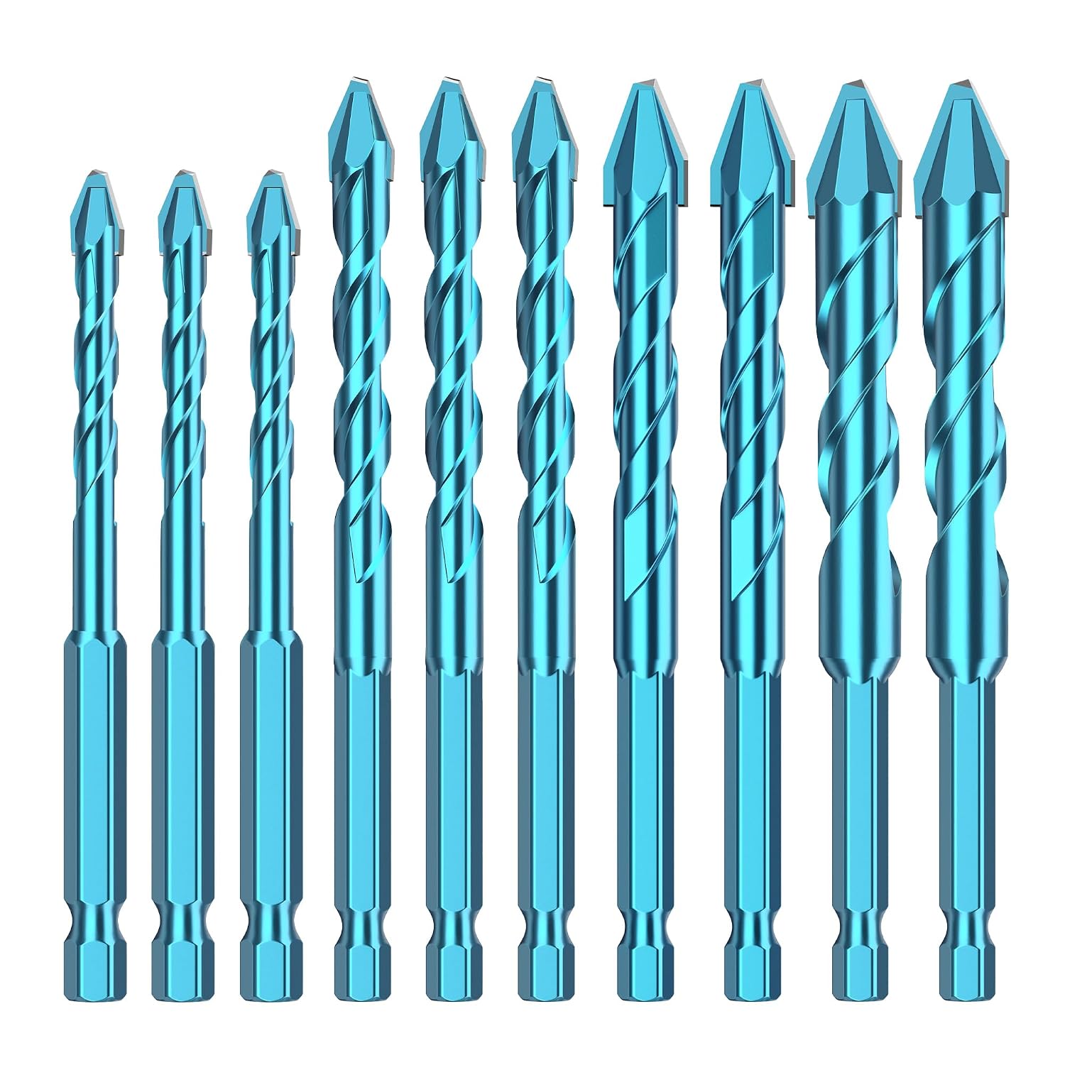 Set Mit 10 Hochfesten Exzenterbohrern, Hochharten Exzenterbohrern Mit Abgewinkeltem Kopf, Set Mit Hartmetallbohrern Für Mauerwerk Und Beton
