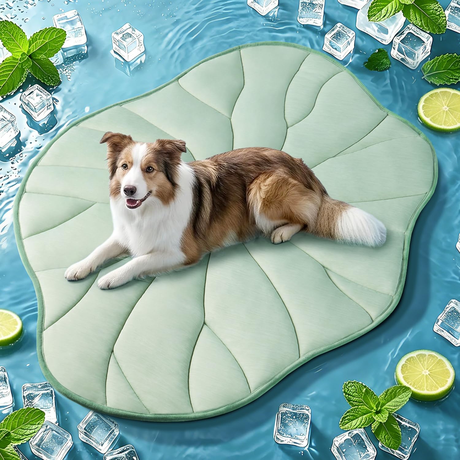 Wendbare, Selbstkühlende Hundematte, Waschbare Outdoor-sommerkühldecke Für Sofa Und Boden (129 X 88 Cm, Grün)