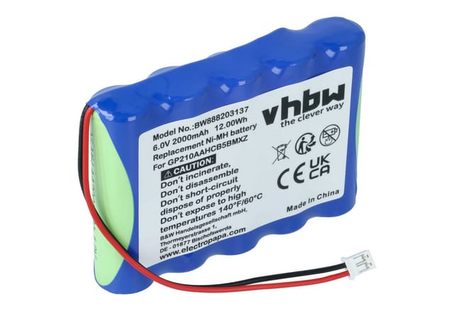 Vhbw - Akku Ersatz für vdw GP210AAHCB5BMXZ für Medizintechnik (2000mAh, 6V, NiMH)