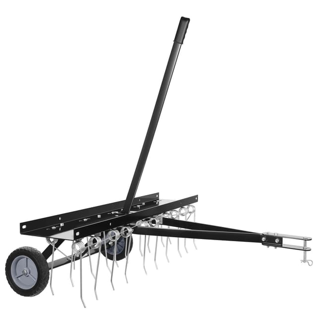 Vertikutierer 100 cm für Aufsitzmäher, Rasenlüfter mit Stahlfedern für Rasentraktor, Rasenvertikutierer zum Rasen lüften und als Moosentferner