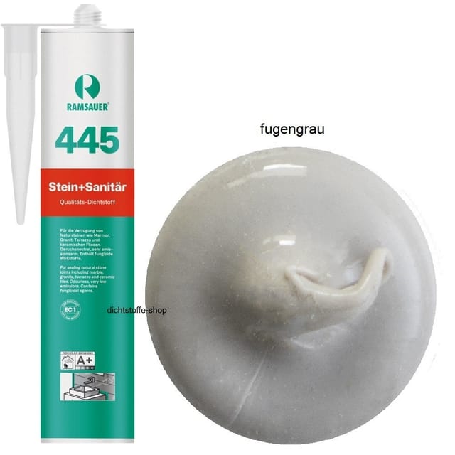 Ramsauer ® - Ramsauer 445 Stein+Sanitär Silikon Fugen Dichtstoff 310ml Kartusche fugengrau