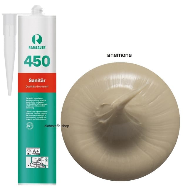 Ramsauer ® - Ramsauer 450 Sanitär Silikon Fugen Dichtstoff 310ml Kartusche anemone