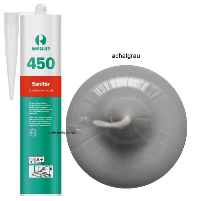 Ramsauer ® - Ramsauer 450 Sanitär Silikon Fugen Dichtstoff 310ml Kartusche achatgrau