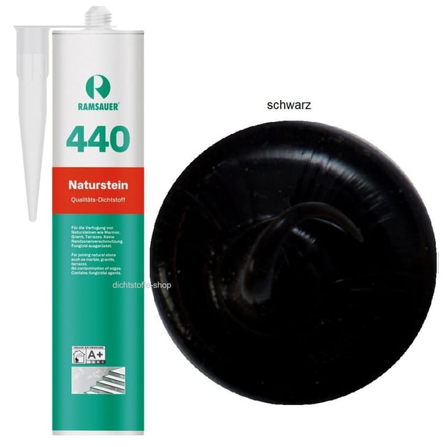 Ramsauer ® - Ramsauer 440 Naturstein Silikon Fugen Dichtstoff 310ml Kartusche schwarz