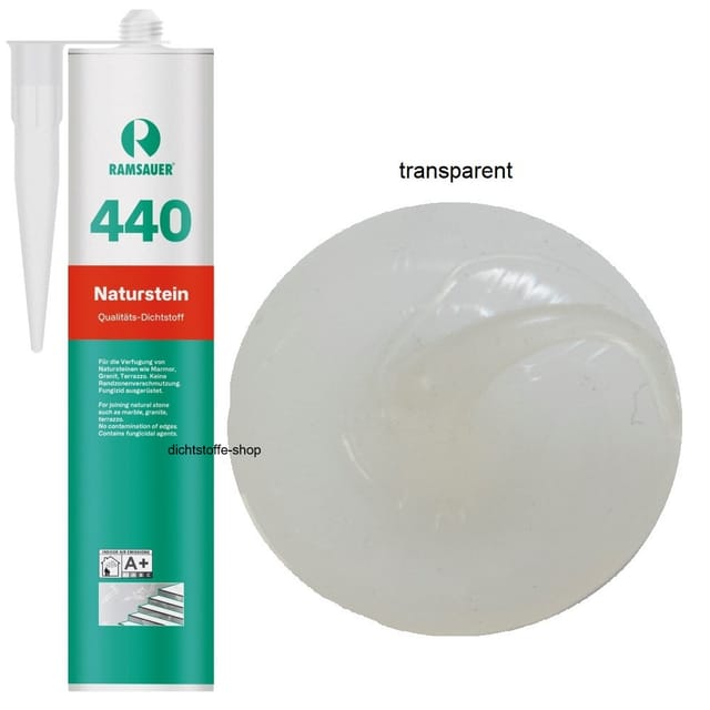 Ramsauer ® - Ramsauer 440 Naturstein Silikon Fugen Dichtstoff 310ml Kartusche transparent