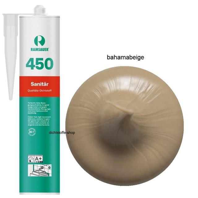 Ramsauer ® - Ramsauer 450 Sanitär Silikon Fugen Dichtstoff 310ml Kartusche bahamabeige