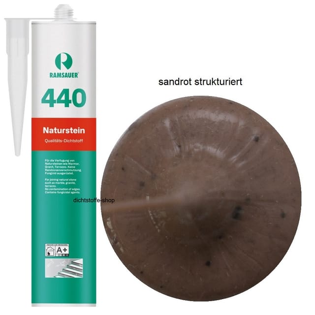 Ramsauer ® - Ramsauer 440 Naturstein Silikon Fugen Dichtstoff 310ml Kartusche sandrot strukturiert
