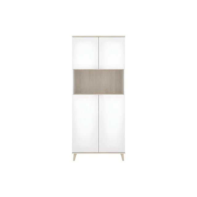 Dekit - Küchenschrank 80x40x189 cm mattweiß und Natureiche mit vier Türen - Gubbio