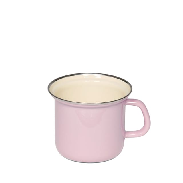 Riess Topf mit Chromrand Ø12cm 1L Pastell Rosa Emaille