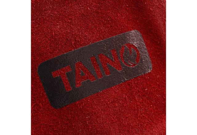 TAINO Grillhandschuhe Leder Hitzebeständig mit Fingern Universalgröße Rot