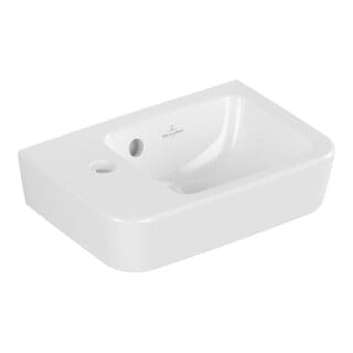 Villeroy&boch - Handwaschbecken Compact O.novo 360x250mm Eckig Beckenposition rechts, 1 Hahnloch mit Überlauf Weiß Alpin