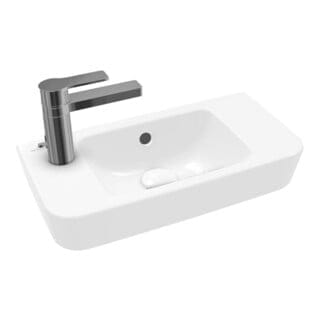 Villeroy&boch - O.novo - Handwaschbecken Compact 50x25 cm, mit Überlauf, 1 Hahnloch links, Alpinweiß 4342L501