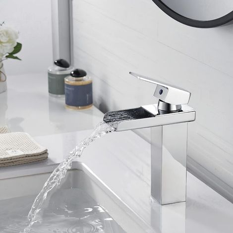 Badezimmerarmatur, Rechteckig, Einloch-mischbatterie Für Heißes Und Kaltes Wasser, Verstellbar, Quadratisch, Mischbatterie Für Hohe Waschbecken, Mattschwarzer Einhebelmischer, Armaturen Im Eleganten D