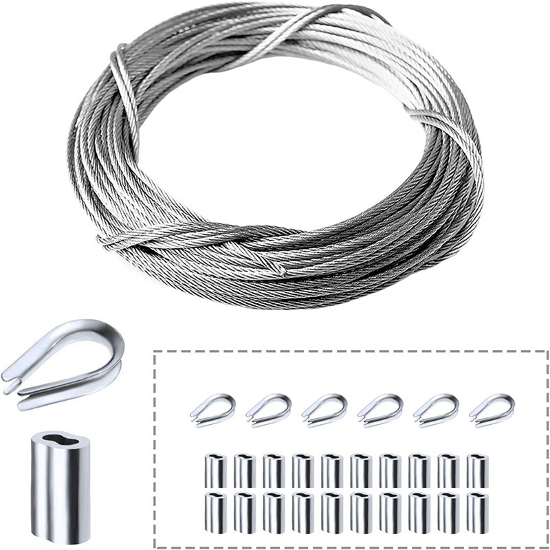 10 Meter Langes Edelstahl-seilklemmen-set Mit Kunststoffbeschichtung Für Den Heimgebrauch, Zubehör Für Kunststoffbeschichtete Stahlseile Und Stahlseile Für Den Außenbereich.