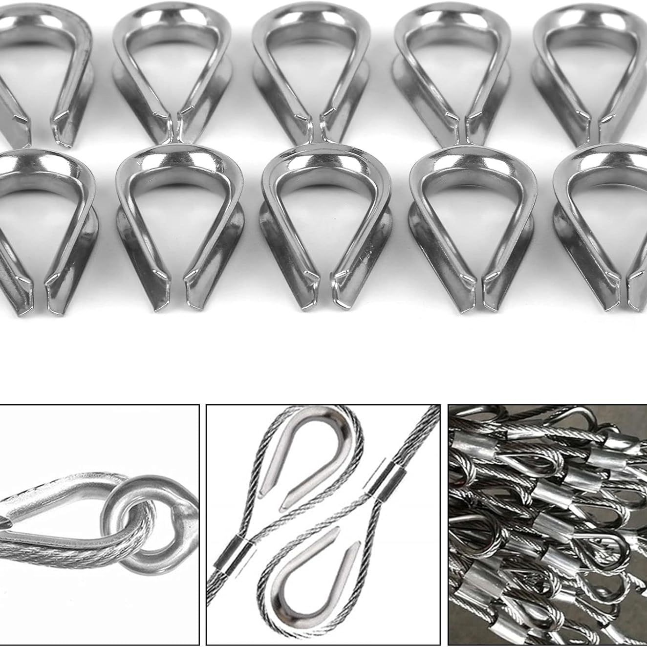 10 X 6 Mm Verzinkte Stahlseilkernklemmen, Herzförmige Kabelstifte, Zubehör Für Die Schiffsausrüstung