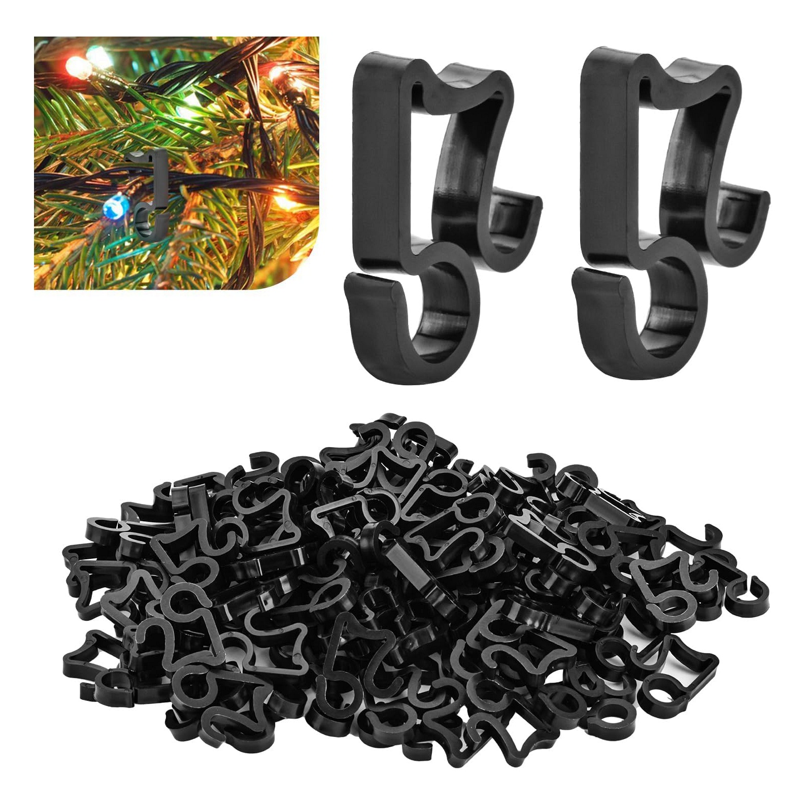 100 Außenbeleuchtungsclips Und Haken Zum Aufhängen Von Außenbeleuchtung, Weihnachtsbäumen Und Vorhangclips In Abflüssen