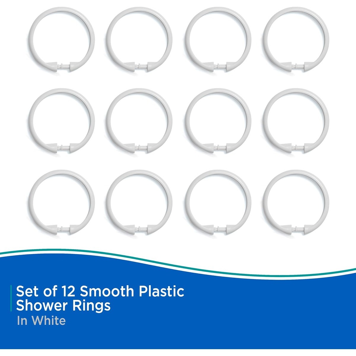 12-teiliges Set Aus Rostfreien, Glatten Duschvorhangringen Aus Kunststoff Zur Verwendung Mit Standard-duschvorhangstangen Und -vorhängen Im Badezimmer.