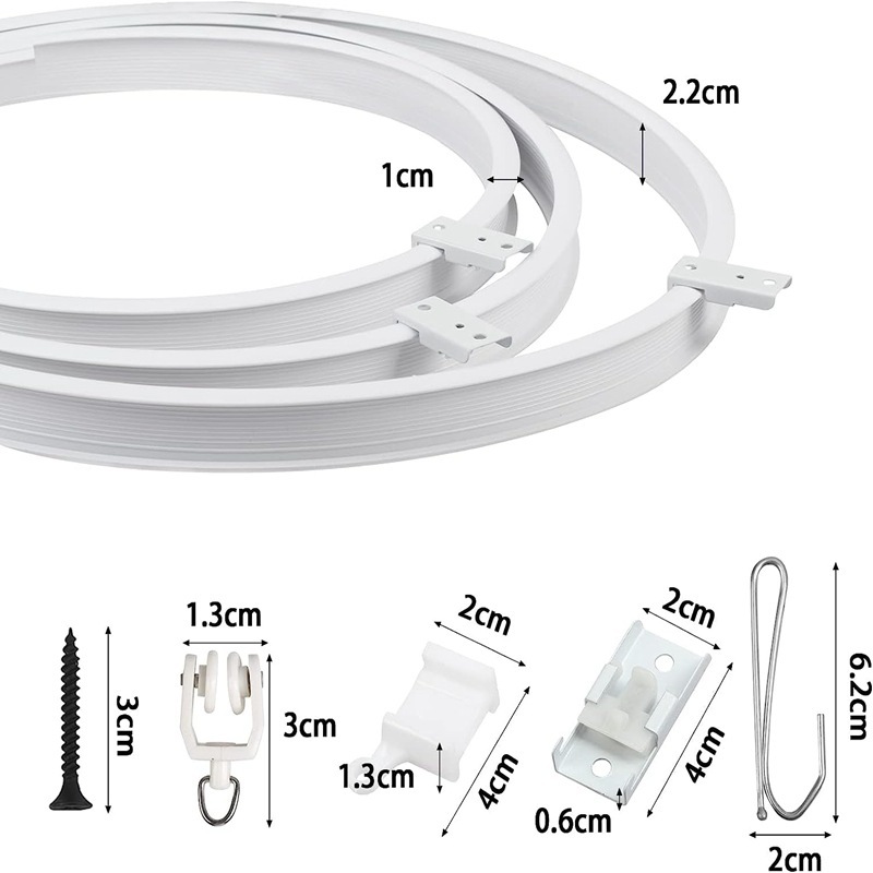 3,5 Meter Lange Gebogene Schiene, Haken-pvc-schiene, Geräuschlose Gleitschiene, Flexible U-förmige Kunststoff-stahl-führungsschiene, Bogenschiene