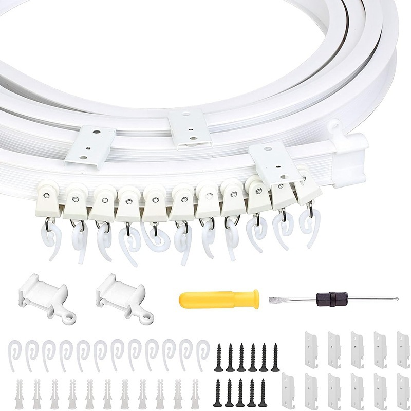 3,5 Meter Langes Pvc-gardinenschienen-set, U-förmige Flexible Schiene Mit Zubehör