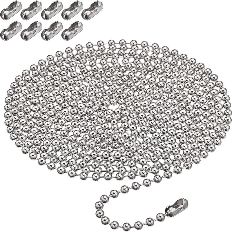 4,5 X 6 Mm Große Metallkugelkette, 3 Meter Lang, Mit 10 Kugelverbindern Und Metallverschluss.